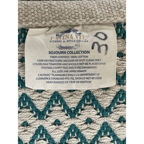 Patina Vie Sojourn Collection Rug 100% Cotton Green Beige Textured Vtg. Inspired - Picture 6 of 7